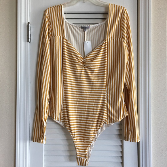 Charlotte Russe Tops - Charlotte Russe Bodysuit Striped Yellow Size 3X